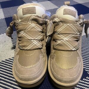 UGG Tan Sneakers with Plaid Detail